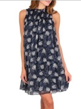 Joie Thelen Swing Chiffon Mini Dress in Baltic Print